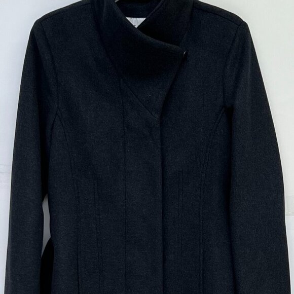Cole Haan Signature Wool-Blend Wrap Coat in Charcoal Size L - Picture 11 of 12